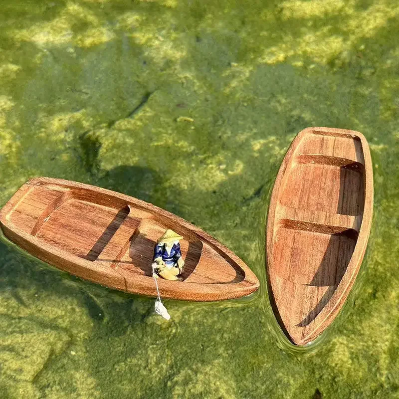 Aquarium Fish Hide - El yapımı Ahşap Tekne Mini Yüzen