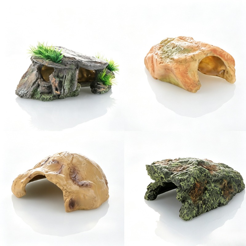Aquarium Fish Hide - Sürüngen Saklanma Mağarası Reçine Kaplumbağa Saklanma